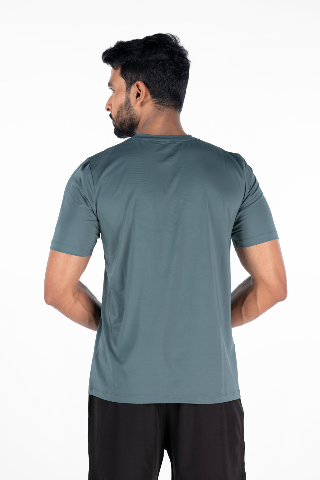 Activewear Fabric high stretch worn by man in Foggy Green