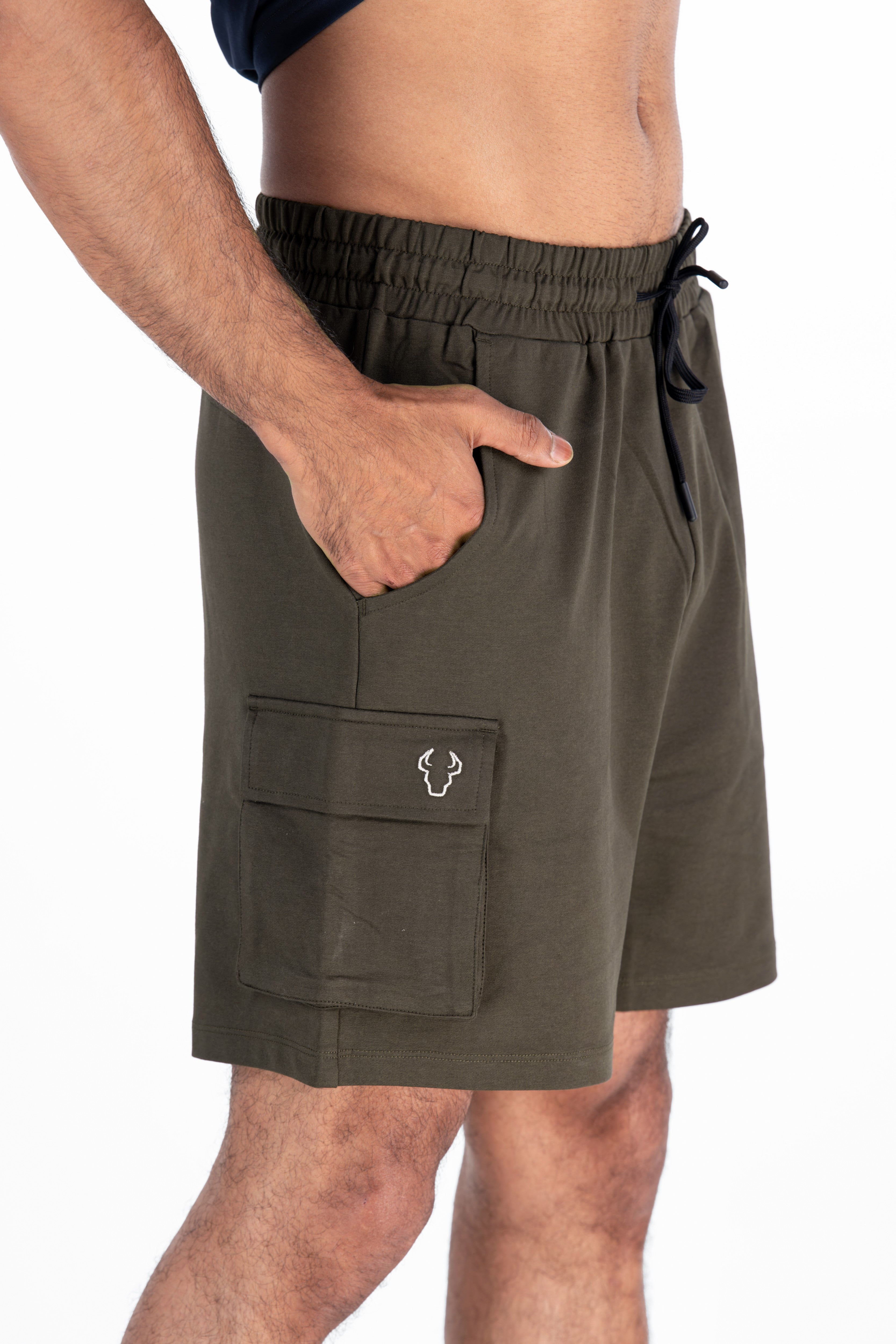 Bullish Apex Cargo Shorts in Olive — lightweight cargo shorts for gym and outdoor wear