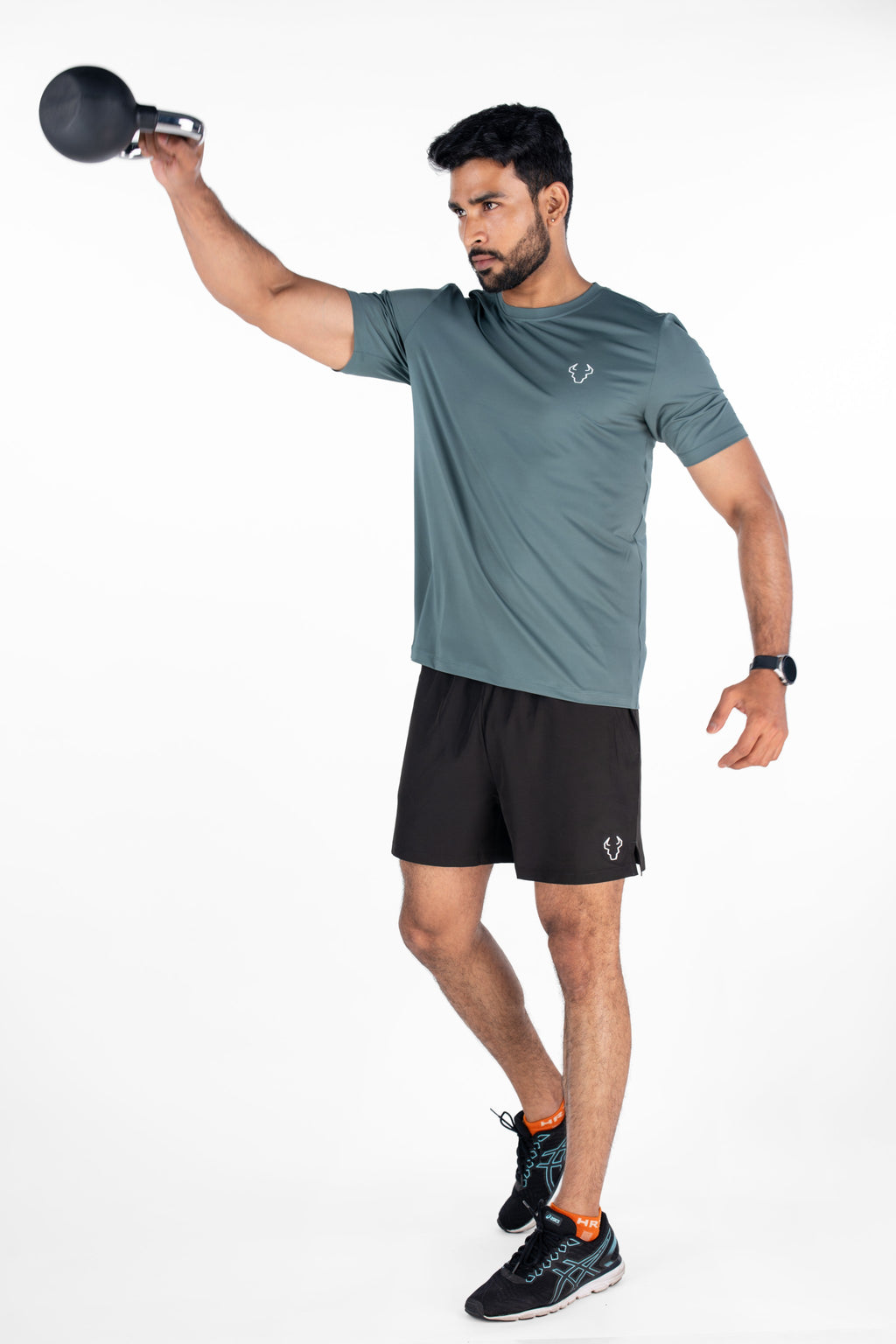 Activewear Fabric high stretch worn by man in Foggy Green