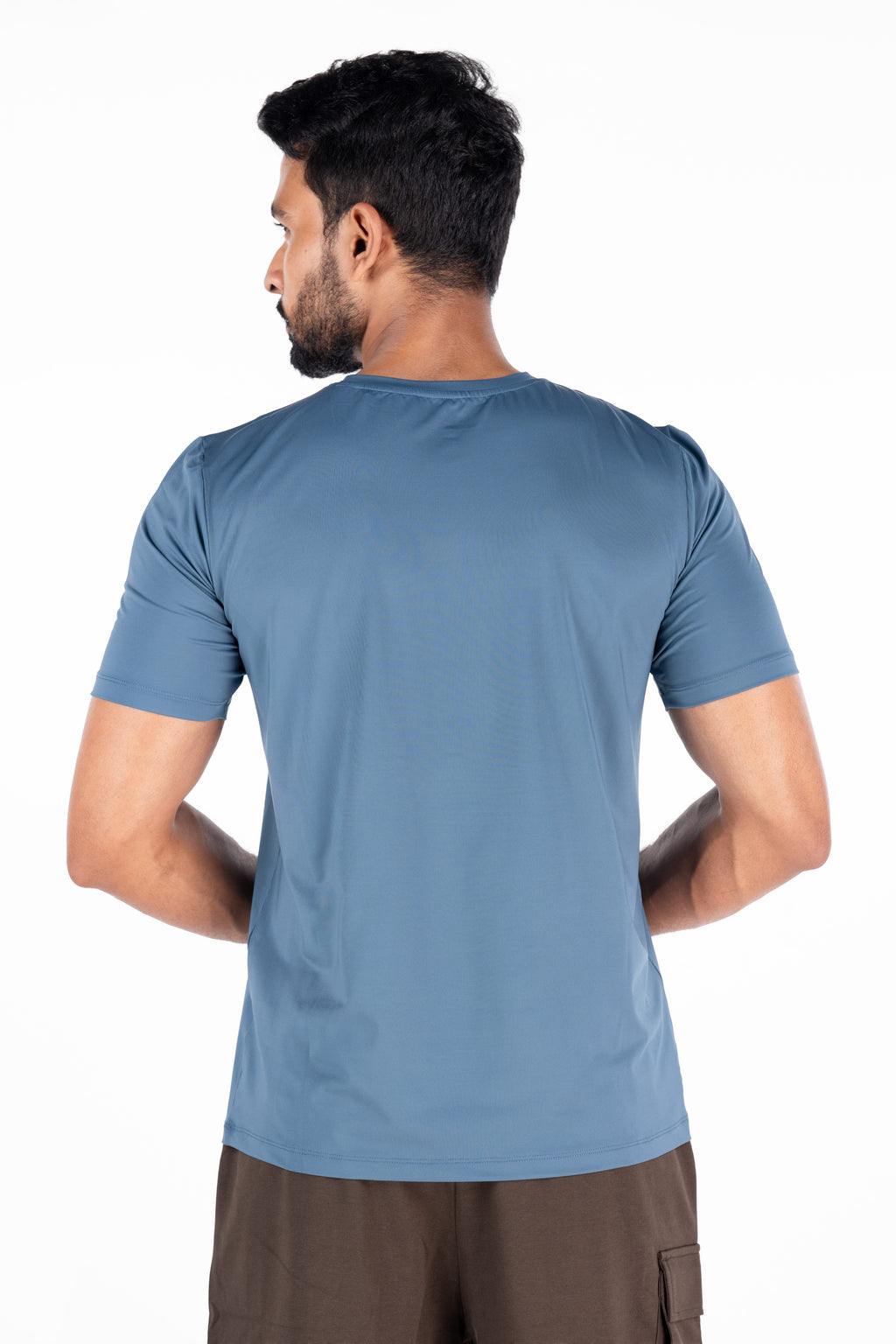 Activewear Fabric high stretch worn by man in aqua Blue