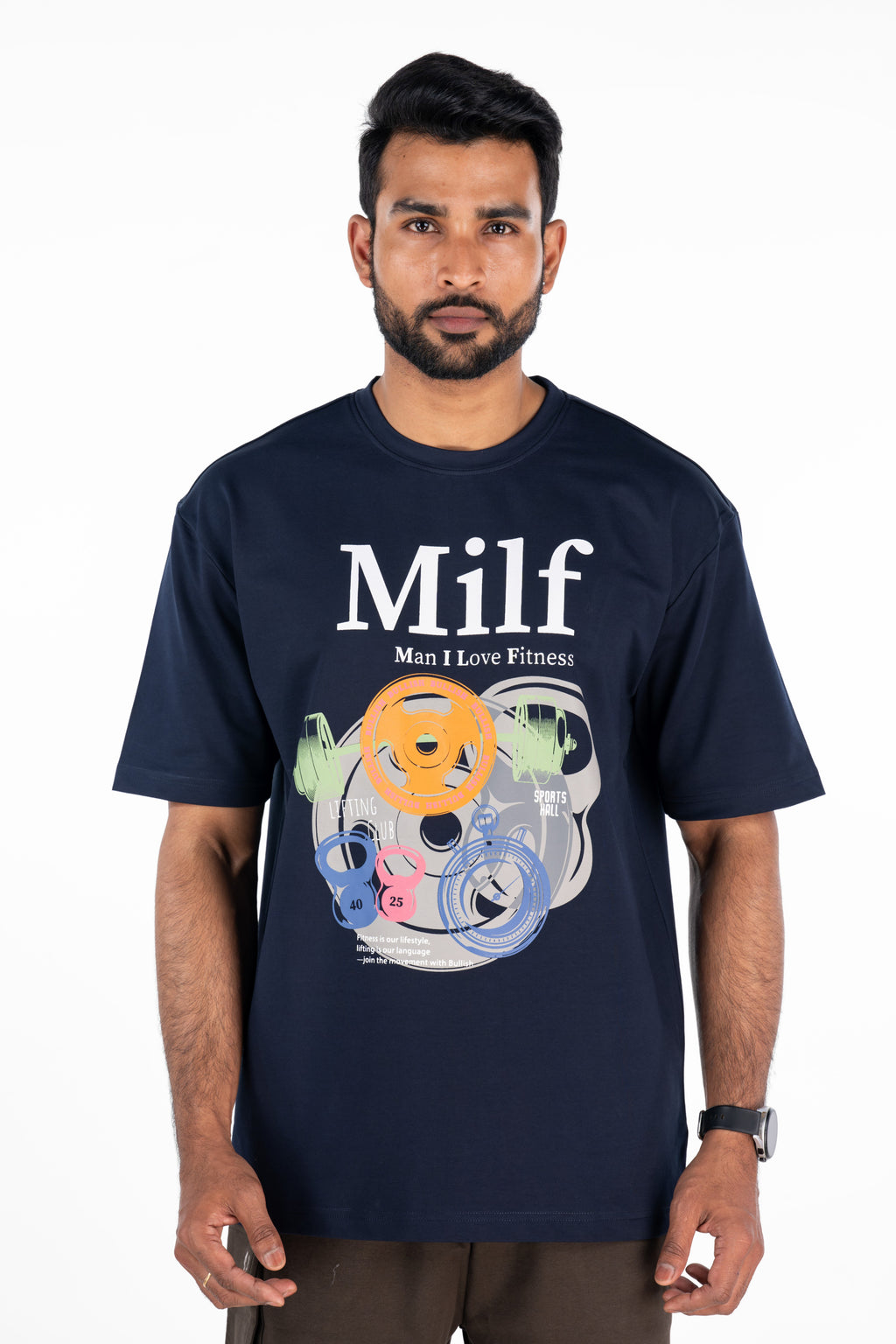 Bullish MILF Pump Cover in Navy — oversized athletic pump cover for gym wear