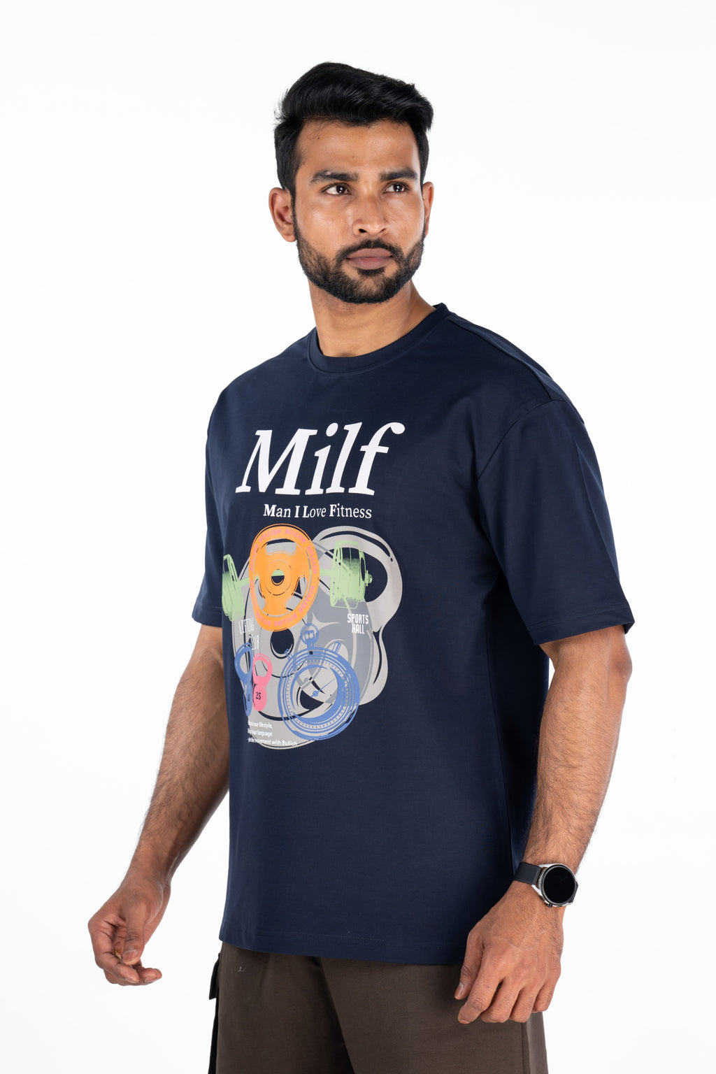 Bullish MILF Pump Cover in Navy — oversized athletic pump cover for gym wear