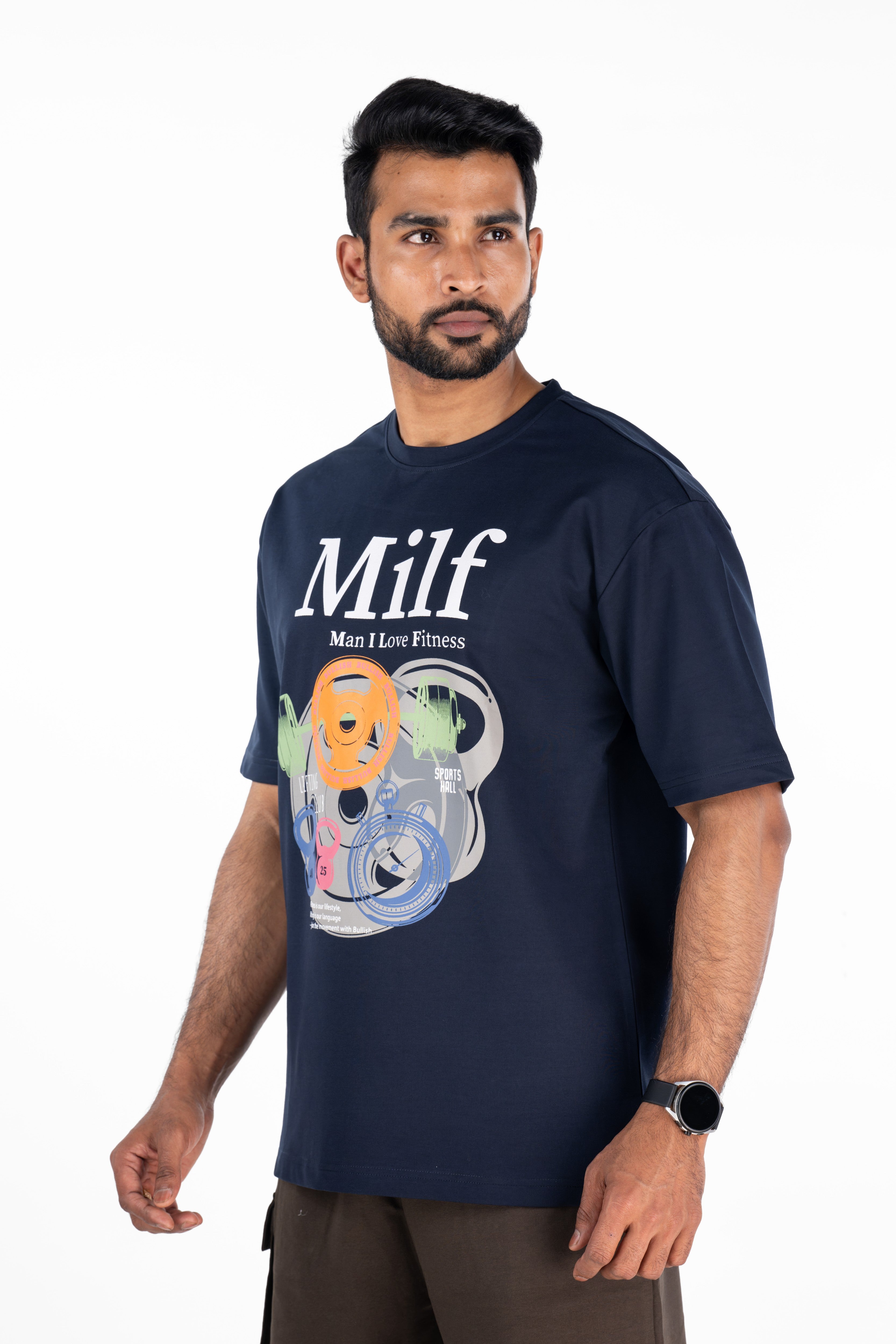 Bullish MILF Pump Cover in Navy — oversized athletic pump cover for gym wear