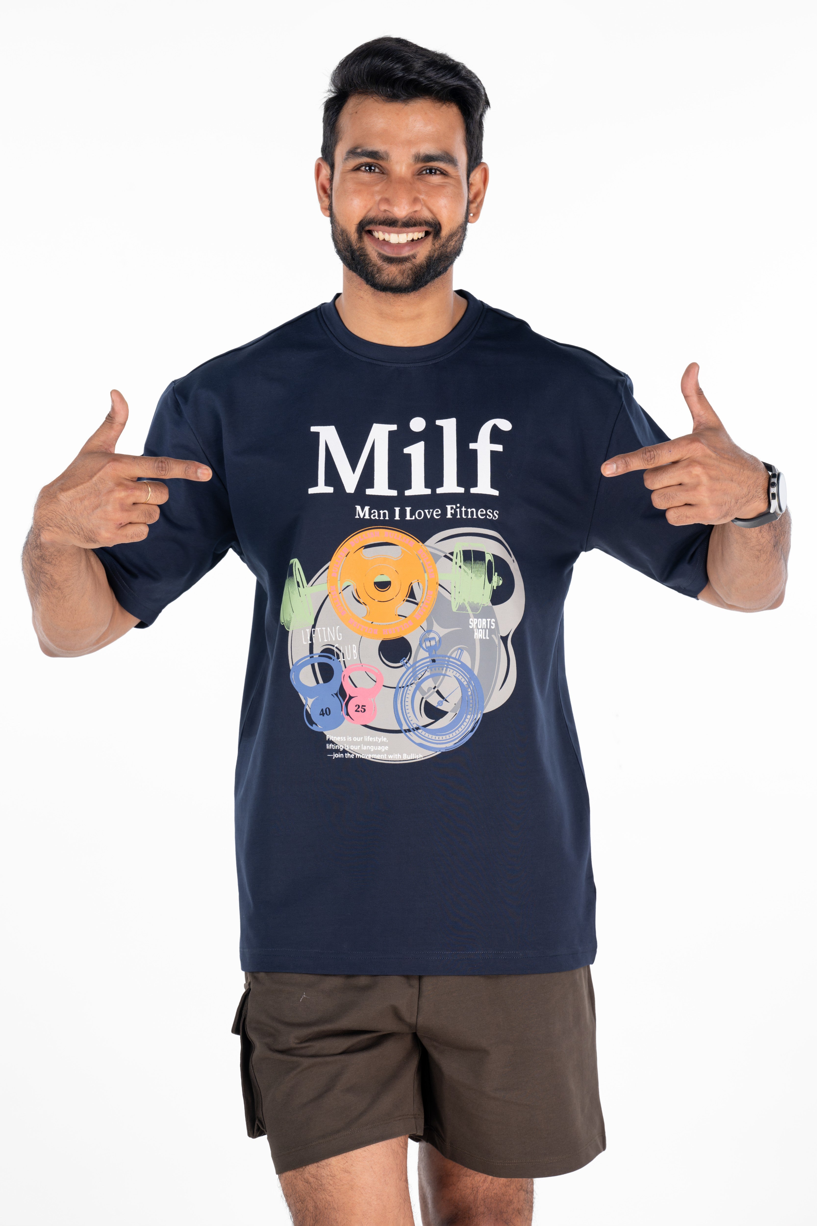 Bullish MILF Pump Cover in Navy — oversized athletic pump cover for gym wear