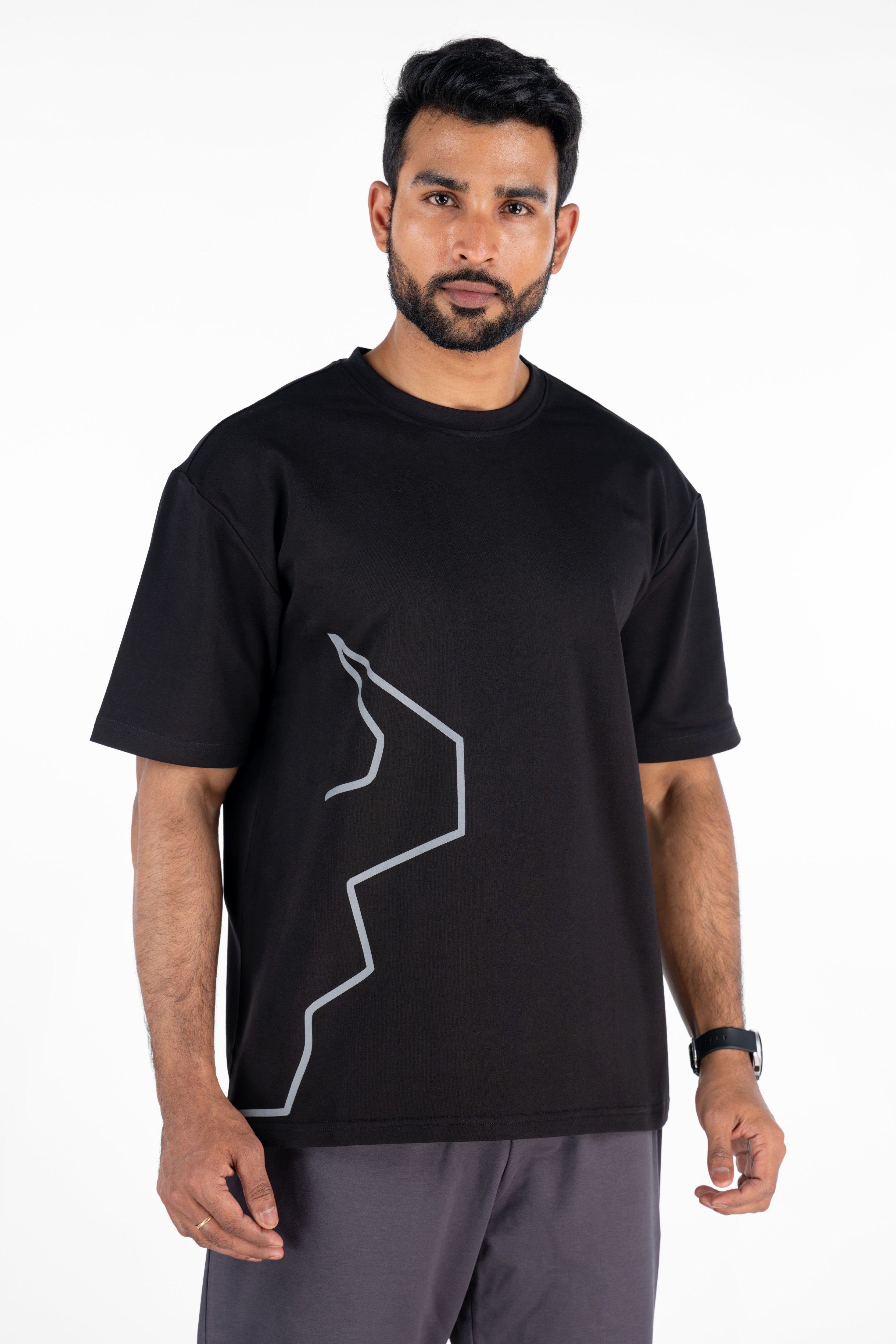 Bullish Oversized T-Shirt in Black — premium French Terry Cotton oversized tee for men