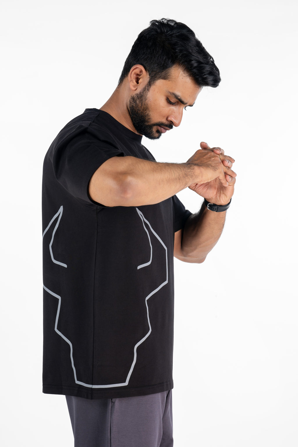 Bullish Oversized T-Shirt in Black — premium French Terry Cotton oversized tee for men