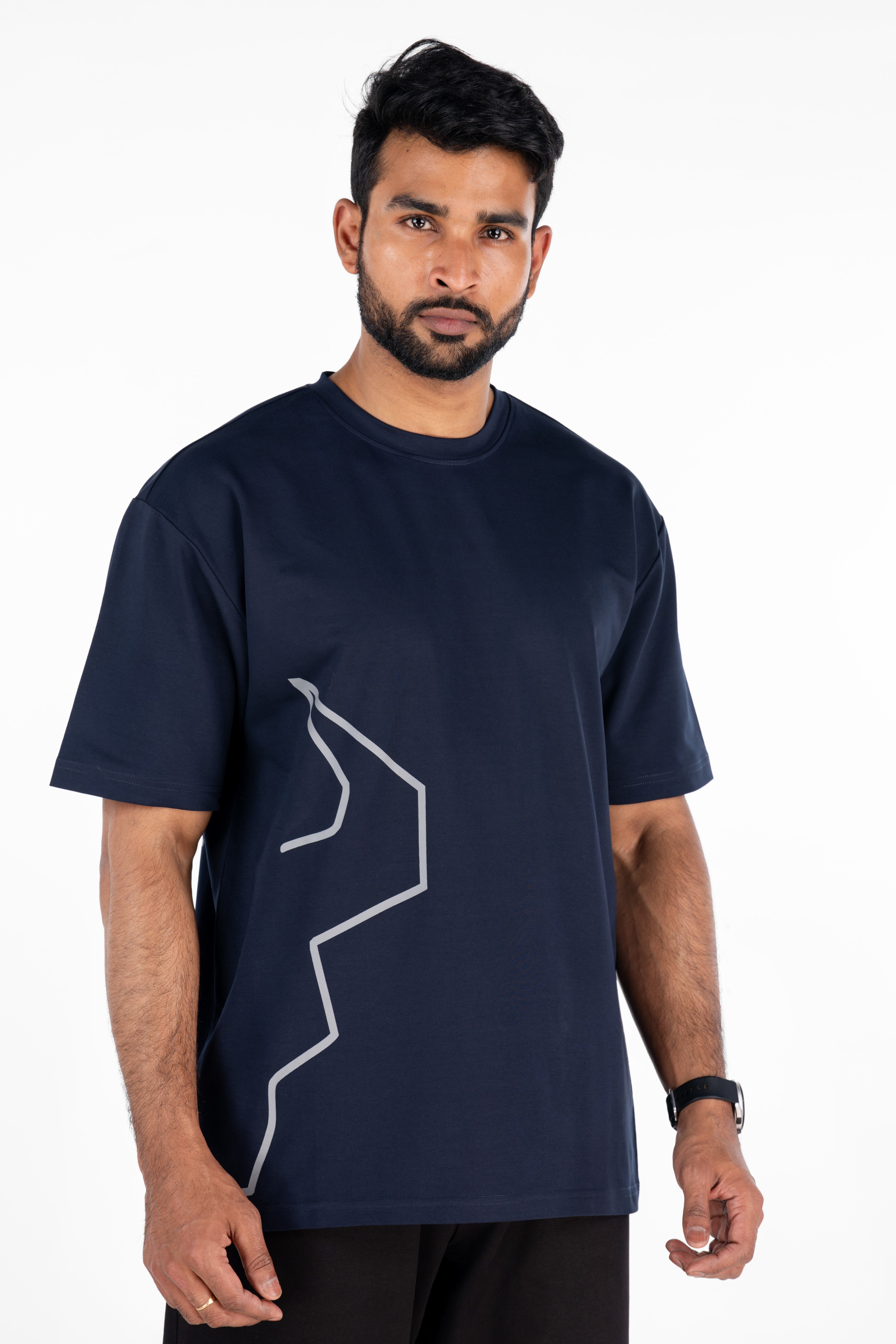 Bullish Oversized T-Shirt in Navy — premium French Terry Cotton oversized tee for men