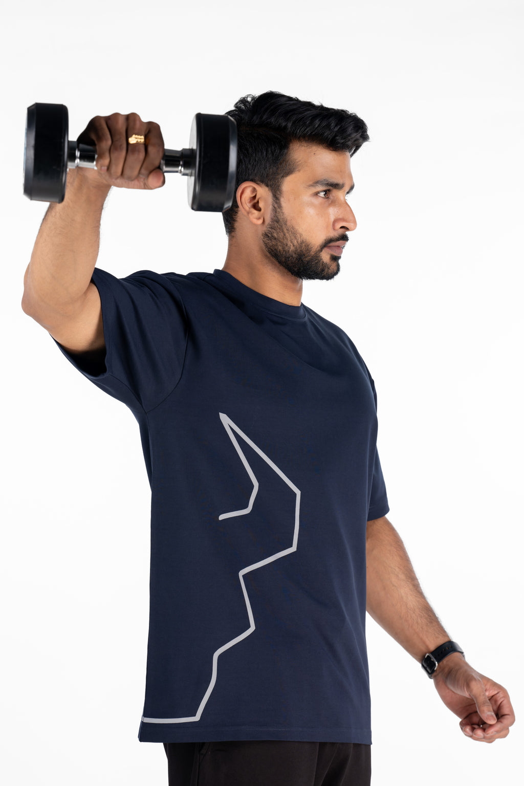 Bullish Oversized T-Shirt in Navy — premium French Terry Cotton oversized tee for men